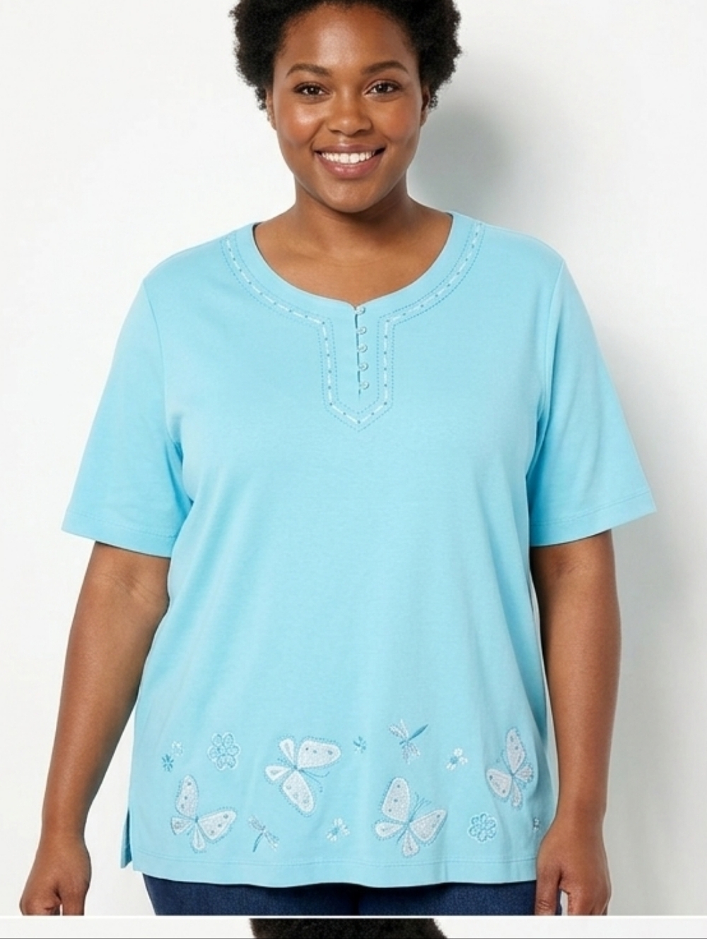 NWT Alfred Dunner Butterfly Floral Top (Runs Big)